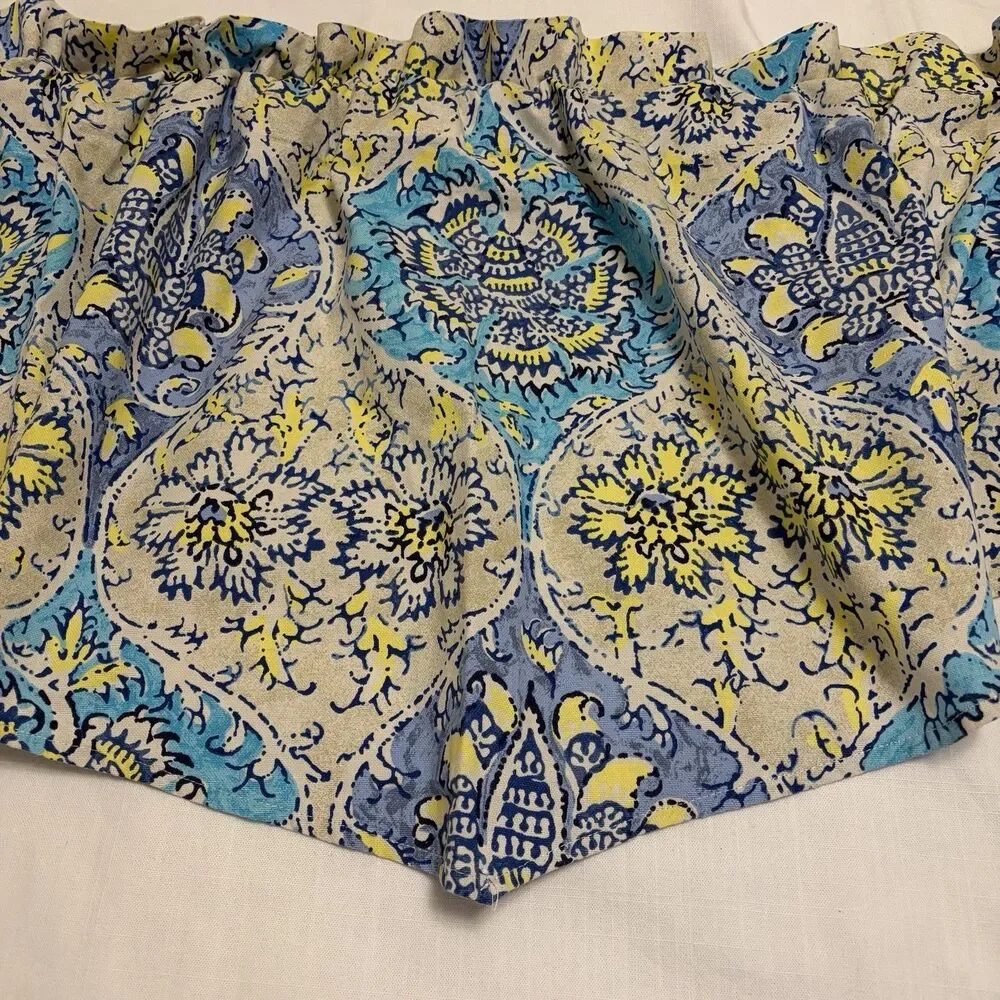 Waverly Kings Turban Prussian Blue Rod Pocket Valance Damask Pattern 52” X 20